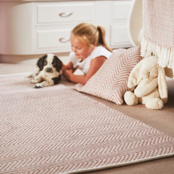 Hug Rug Woven Herringbone Rug Rose