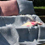 Hug Rug Woven Herringbone Throw Denim Blue