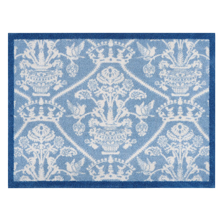 Sanderson By Highgrove x Hug Rug Highgrove Damask Tetbury Blue with a traditional style pattern.