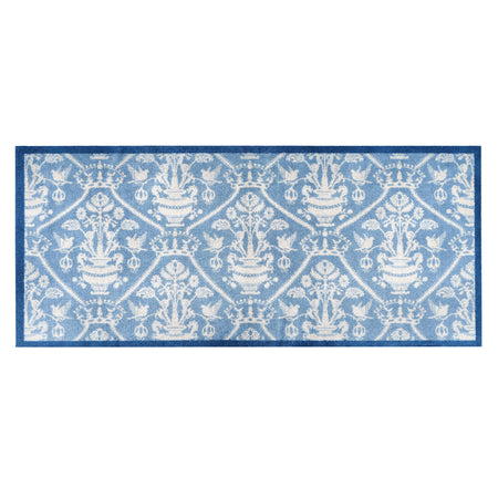 Sanderson By Highgrove x Hug Rug Highgrove Damask Tetbury Blue with a traditional style pattern.