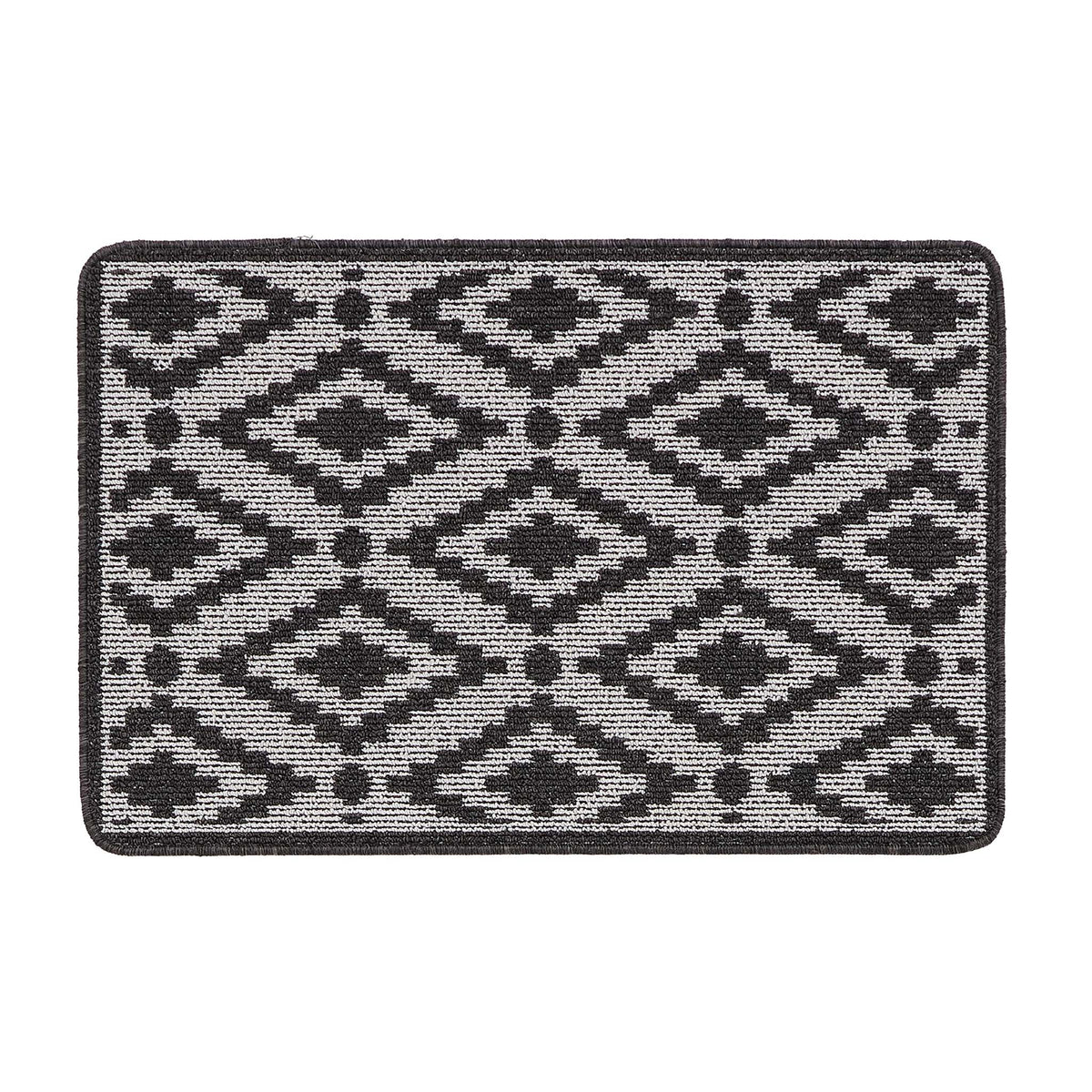 My Mat Stain Resistant Ikat Silver & Charcoal- Washable doormat featuring an Ikat Pattern.