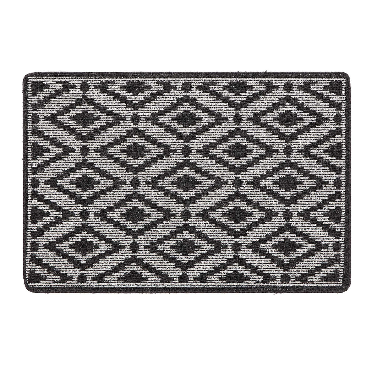 My Mat Stain Resistant Ikat Silver & Charcoal- Washable doormat featuring an Ikat Pattern.
