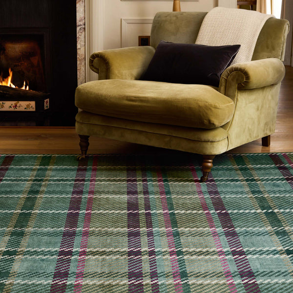 Hug Rug Eco-Washable Isla Plaid Emerald