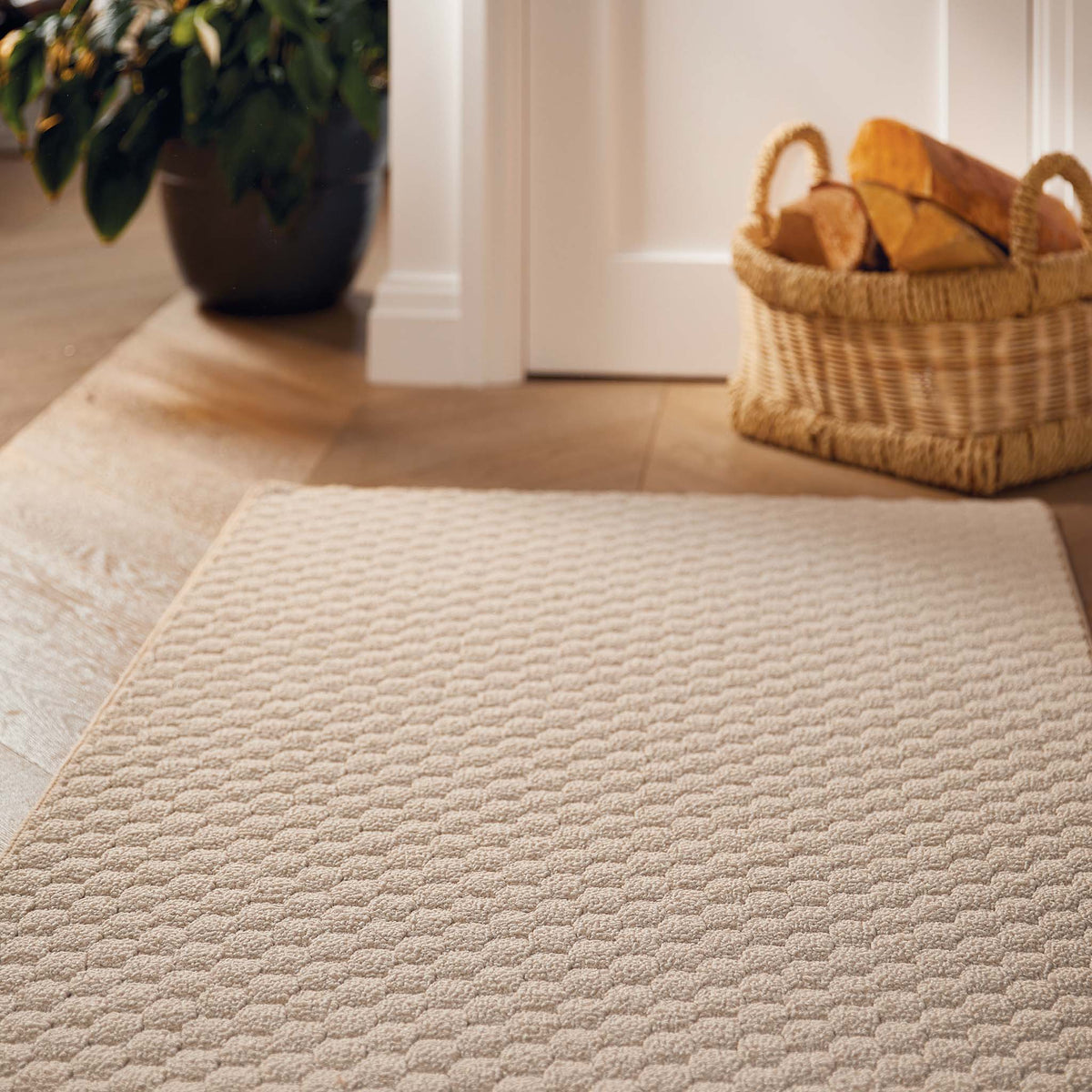 My Mat Sculptured Washable Honeycomb Ivory