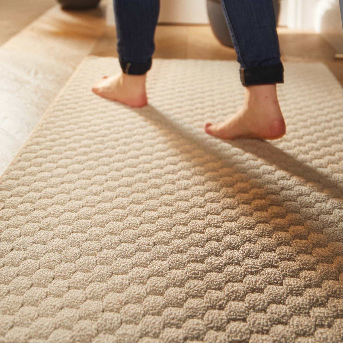 My Mat Sculptured Washable Honeycomb Ivory
