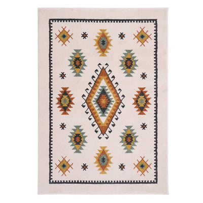 Izmir Cream Rug- 100% Polypropylene rug featuring a traditional tribal pattern. 