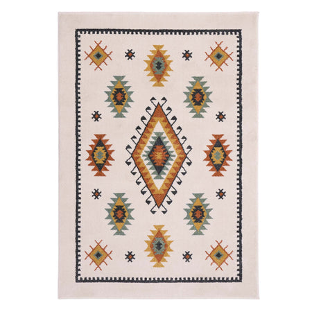 Izmir Cream Rug- 100% Polypropylene rug featuring a traditional tribal pattern. 