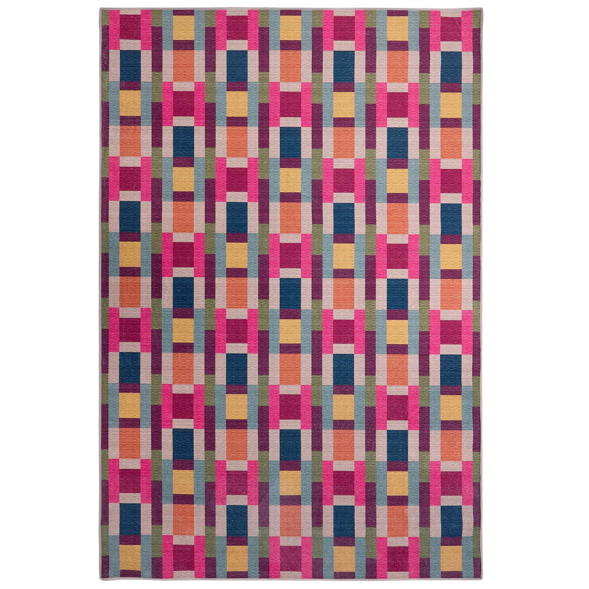 Hug Rug Eco-Washable Jude Geo Weave Bright