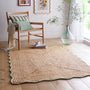 Jute Scalloped Edge Green Rug-  natural jute rug with a green wool whipped border.