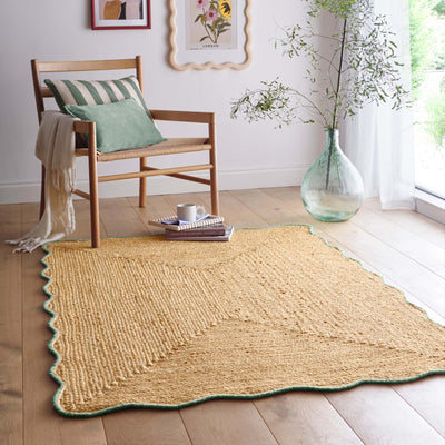 Origins Jute Scalloped Edge Green Rug