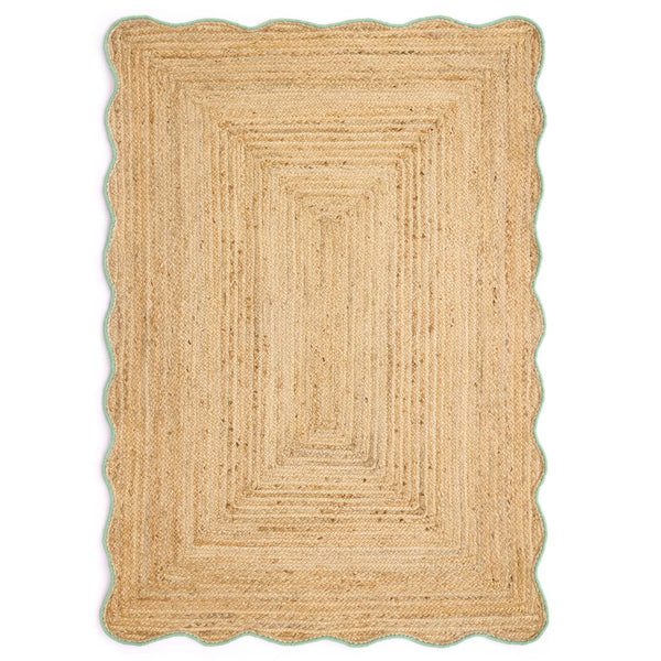 Origins Jute Scalloped Edge Green Rug