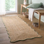 Jute Scalloped Edge Green Rug-  natural jute rug with a green wool whipped border.