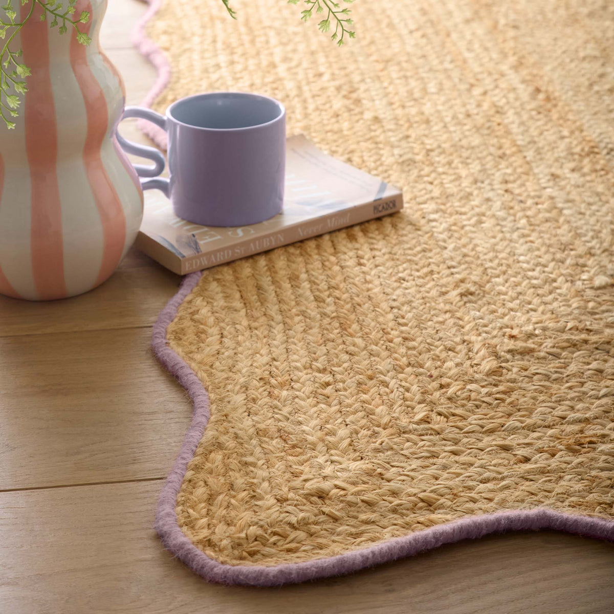 Origins Jute Scalloped Edge Lilac Rug