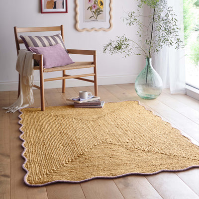 Origins Jute Scalloped Edge Lilac Rug