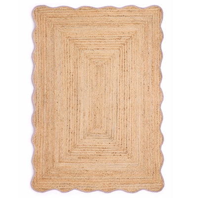 Jute Scalloped Edge Rug with Purple wool whipped border.