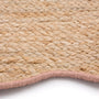 Jute Scalloped Edge Peach Rug- A jute rug with a pink wool wipped edge border.