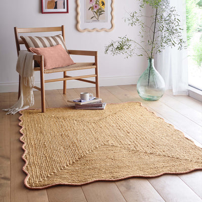 Origins Jute Scalloped Edge Peach Rug