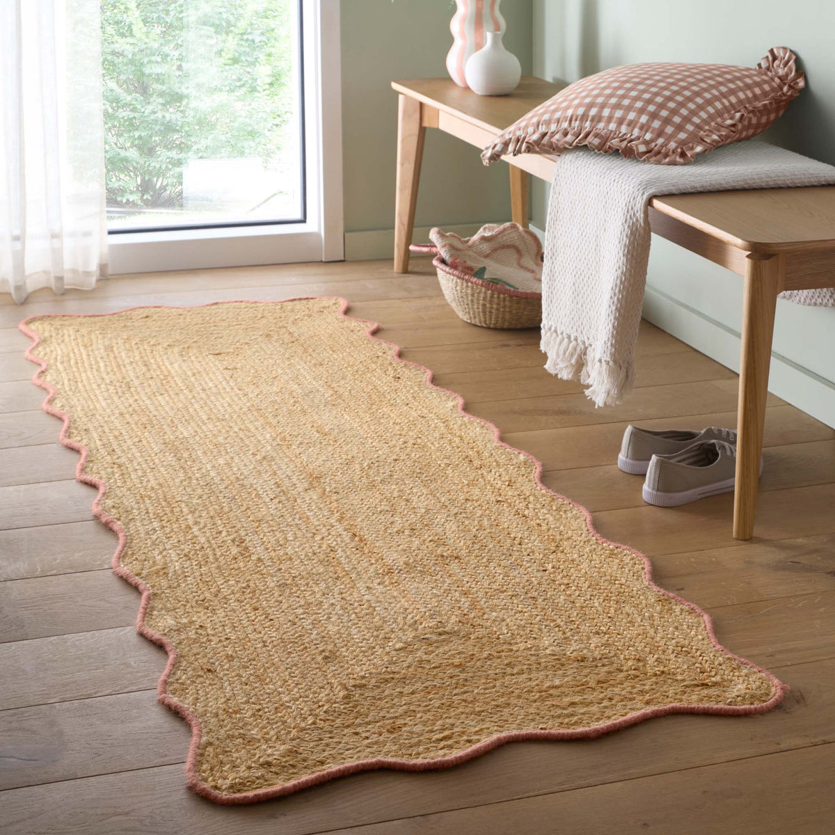 Origins Jute Scalloped Edge Peach Rug