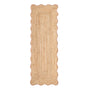 Jute Scalloped Edge Peach Rug- A jute rug with a pink wool wipped edge border.
