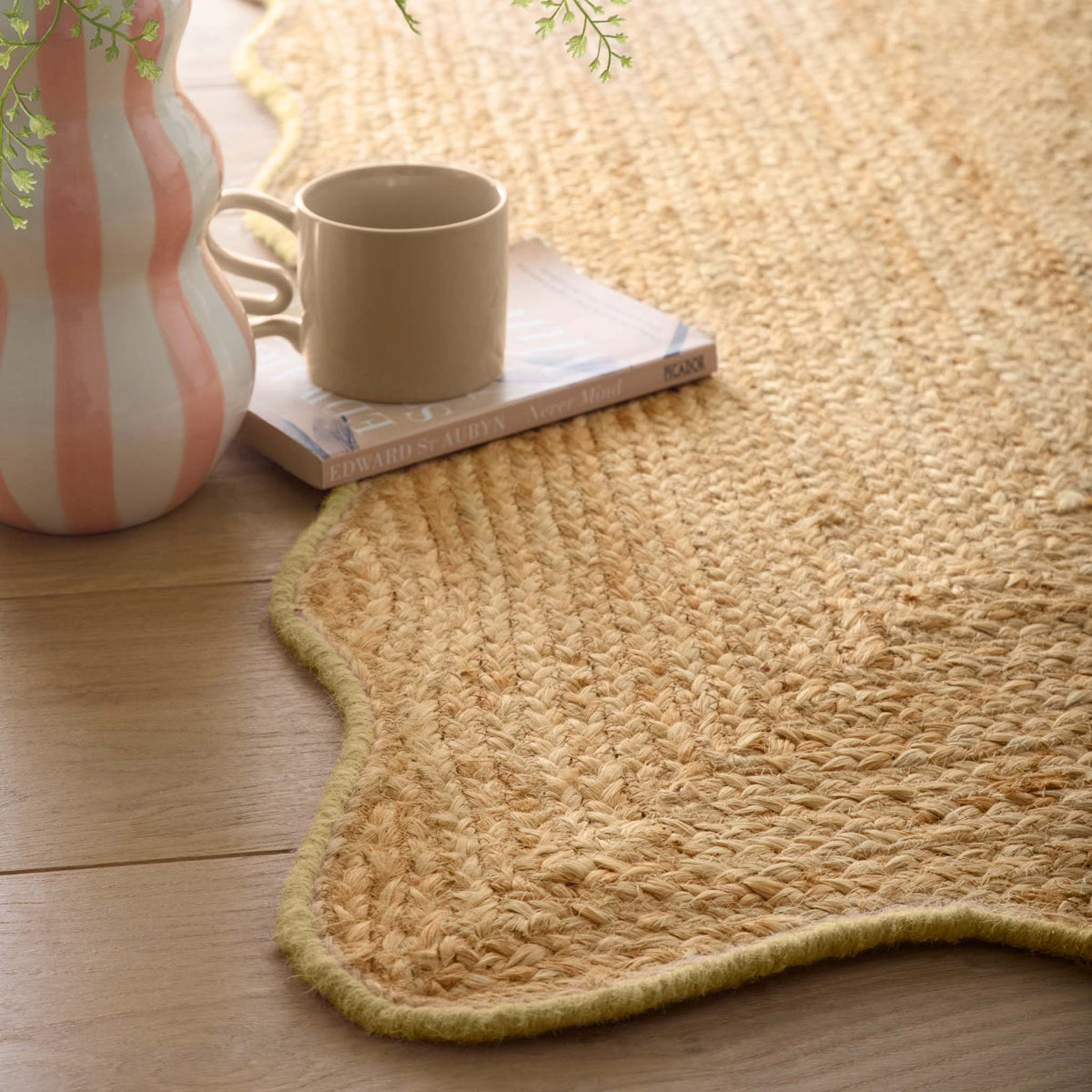 Origins Jute Scalloped Edge Yellow Rug