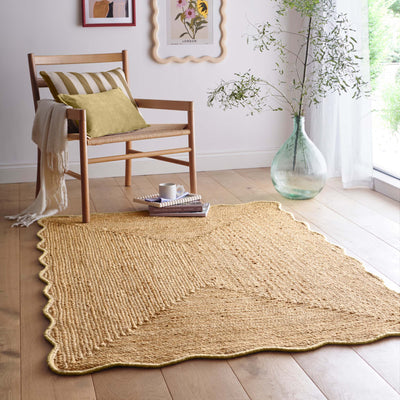 Origins Jute Scalloped Edge Yellow Rug