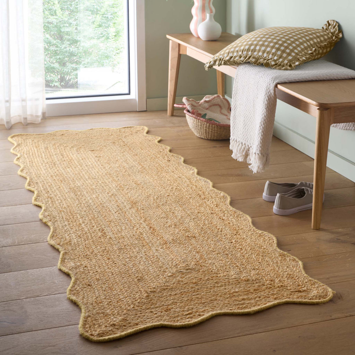 Origins Jute Scalloped Edge Yellow Rug
