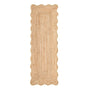 Jute Scalloped Edge Yellow Rug-  natural jute rug with a yellow wool whipped border.