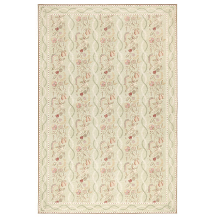 Sanderson By Highgrove x Hug Rug Eco-Washable Kitchen Garden Olive & Russet with a floral design.