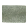 A rectangular shag rug in a muted sage green color, shown from a top-down view on a solid white background.