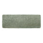 A rectangular shag rug in a muted sage green color, shown from a top-down view against a plain white background.