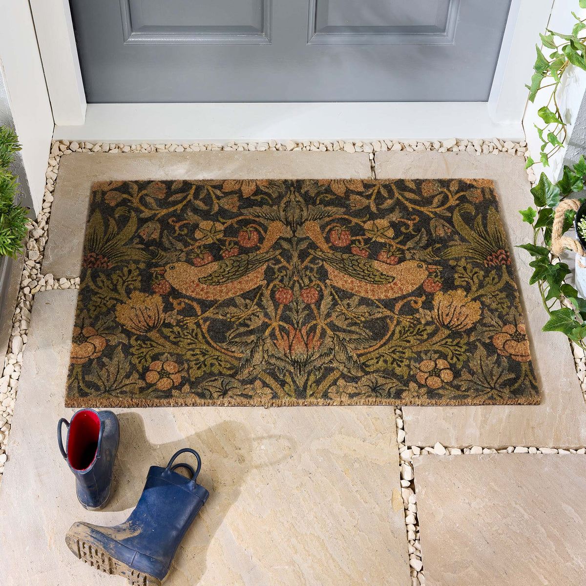 Morris & Co Printed Strawberry Thief Navy