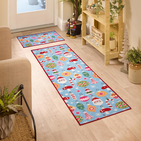 Floormatters Multi Bright Christmas Mat & Runner Set