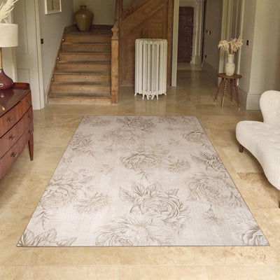Hug Rug Eco-Washable Muted Floral Beige