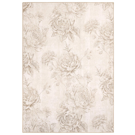 Hug Rug Eco-Washable Muted Floral Beige