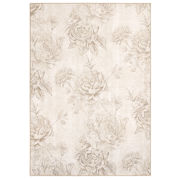 Hug Rug Eco-Washable Muted Floral Beige