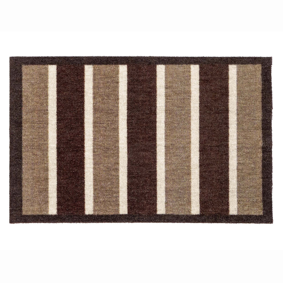 My Choclate Stripe- 100% recycled nylon doormat featuring brown and white stripes.