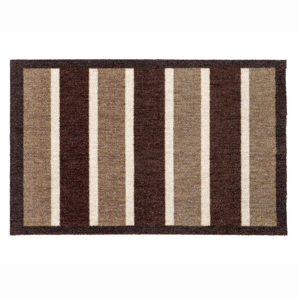 My Choclate Stripe- 100% recycled nylon doormat featuring brown and white stripes.
