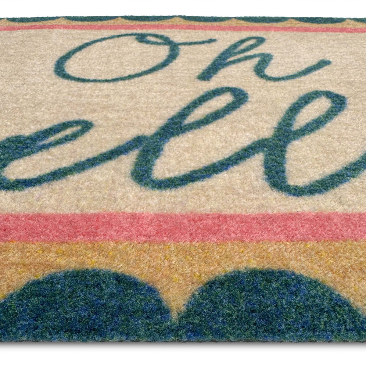 My OH Hello Doormat- 100% nylon doormat featuring a patterned border with 'oh hello' written in the centre.