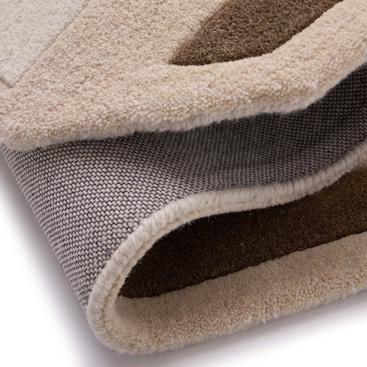 Contour Beige/Brown Rug- 100% wool rug white and brown border. 