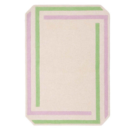 Origin Contour Lavender/Green Rug- 100% wool rug with a green and lavender border.