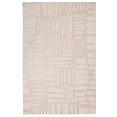 Origins Pathway Cream- 100% polyester rug in cream featuring a geometric design.