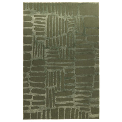 Orgins Pathway Rug Green- 100% polyester rug featuring a geometric pattern.