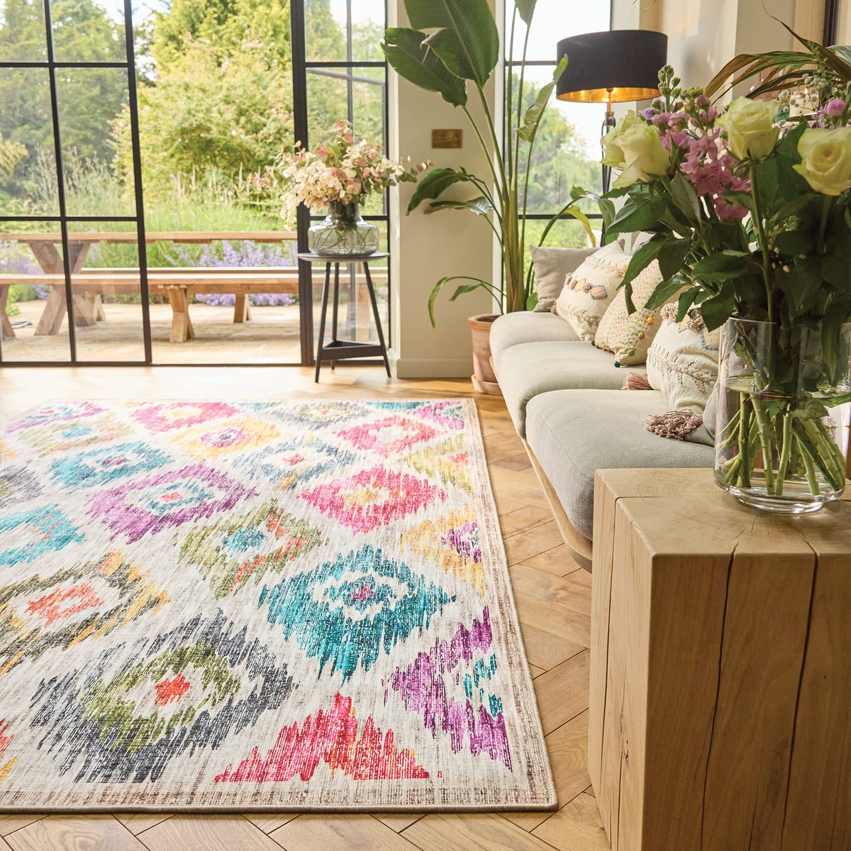 Hug Rug Eco-Washable Painted Ikat