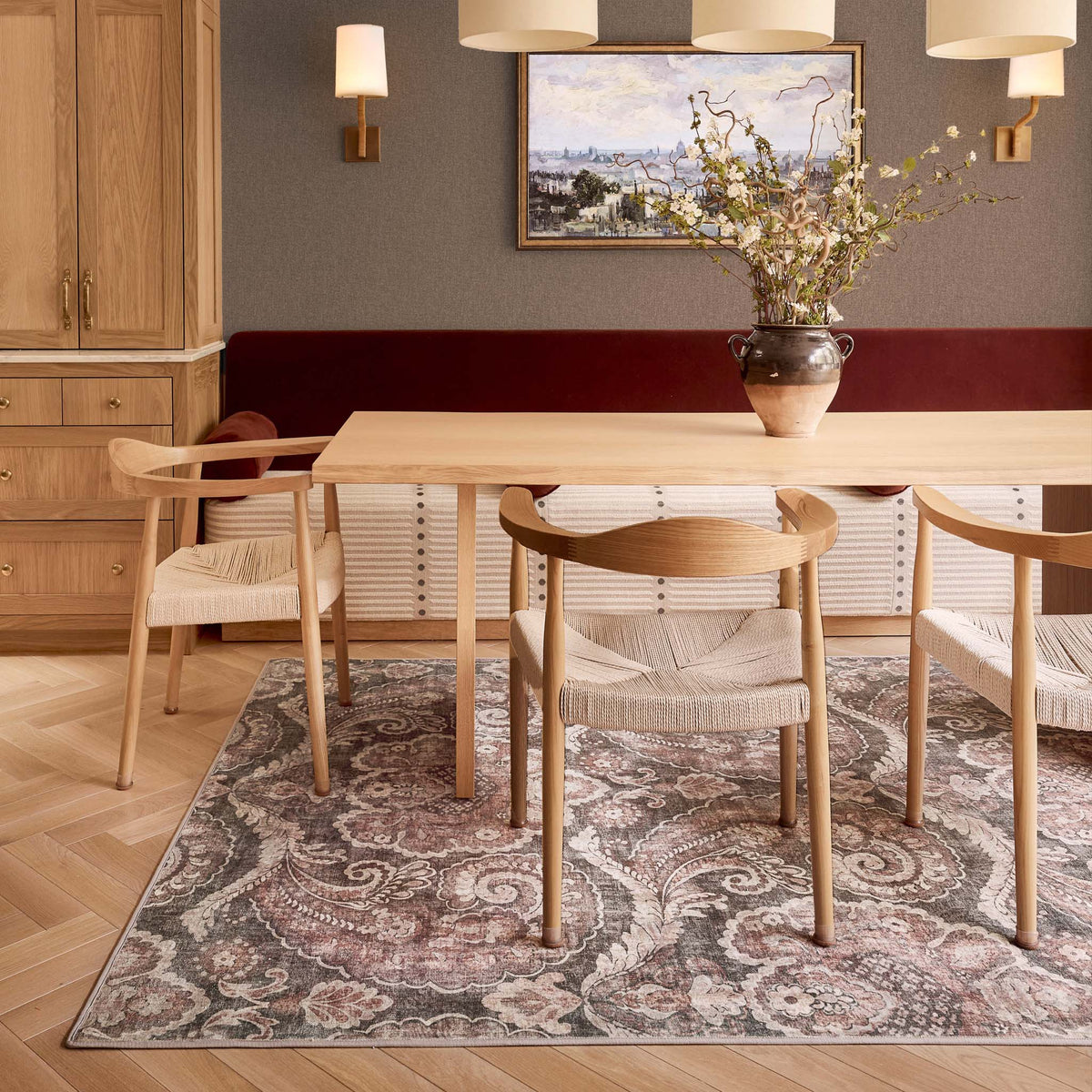 Hug Rug X Graham & Brown Paisley Tapestry Smoke Eco-Washable