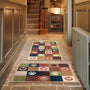 Hug Rug Tartan Paw Green Doormat and Runner with a check pattern with hearts and paw prints, styled in a entryway.