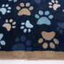 Paws For Love Blue Detail- Made from 100% recycled cotton featuring multi- directional paw prints in a heart shape. 