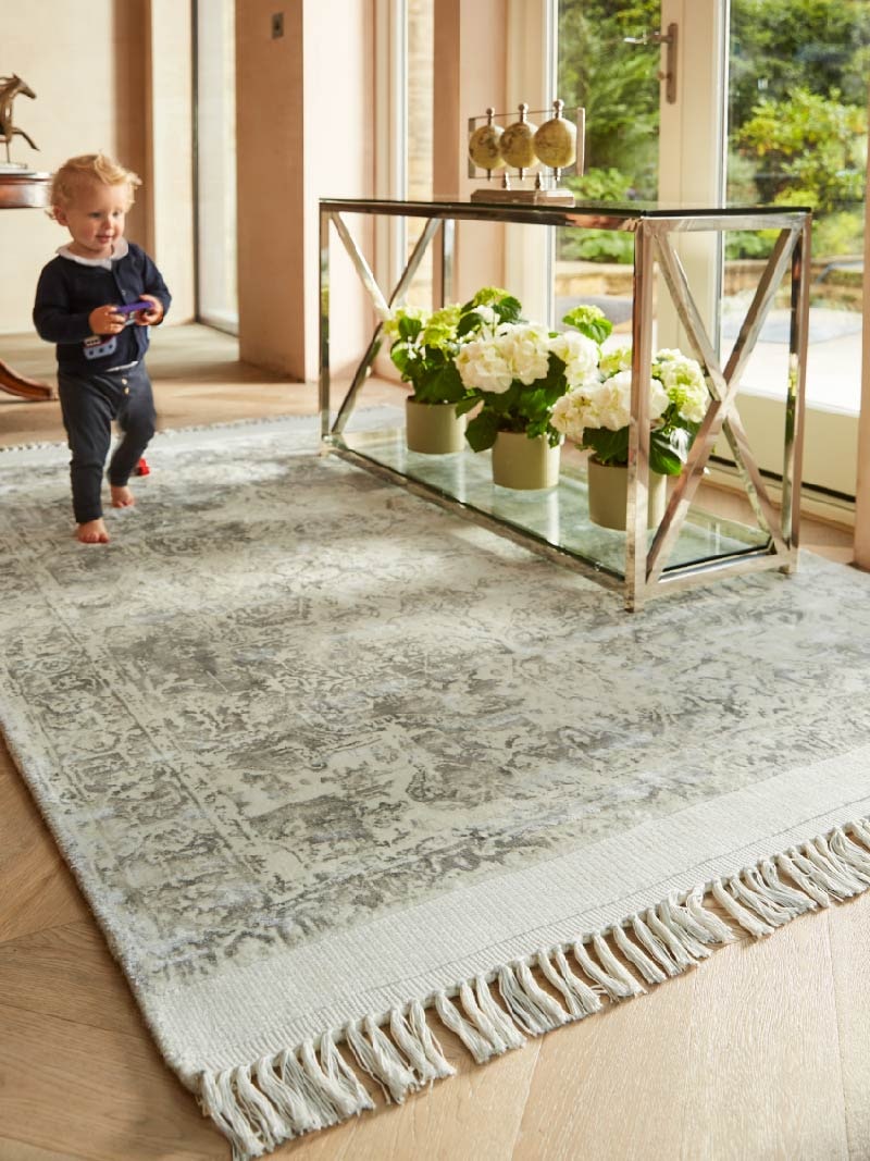 Large area rug in hallway from Rug Guru, manufactured by Phoenox Textiles