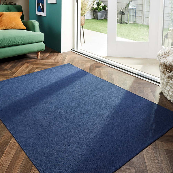 Hug Rug Woven Plain Rug Navy