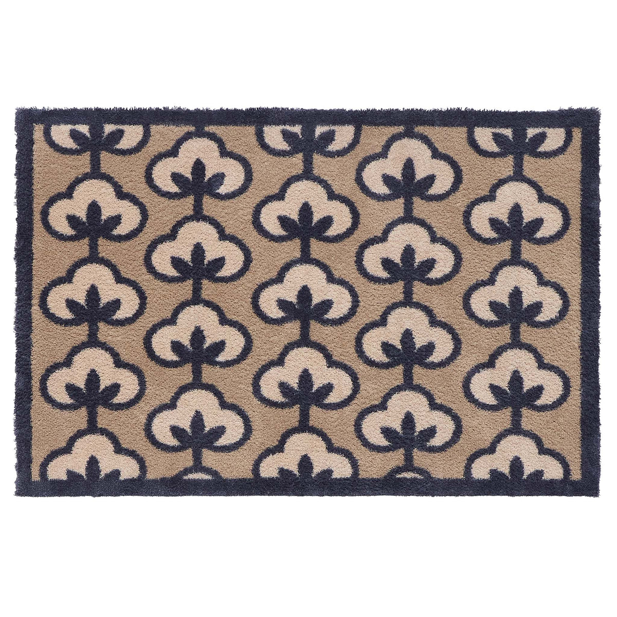 Retro Flower Neutral Doormat- 100% recycled cotton doormat featuring a retro floral pattern.