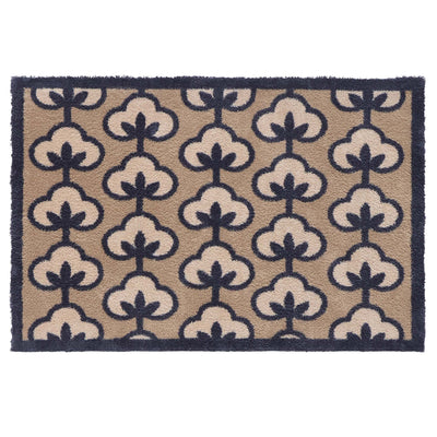 Retro Flower Neutral Doormat- 100% recycled cotton doormat featuring a retro floral pattern.